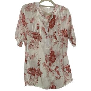 Smocked Front Short-Sleeve Summer Top Blouse XL